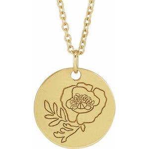 June Rose Birth Flower Necklace in 14K Gold, Sterling Silver and Platinum
