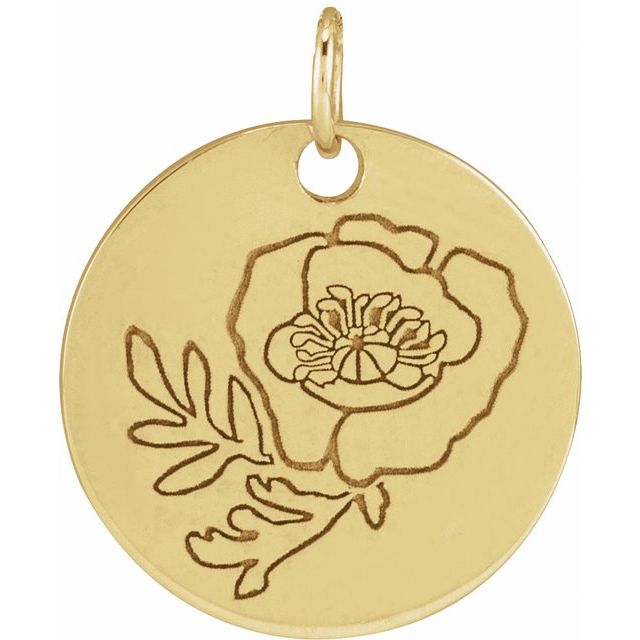 Birth Flower Pendant Necklace for All Twelve Months in 14K Gold & Platinum