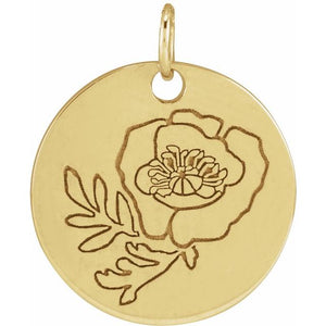 Birth Flower Pendant Necklace for All Twelve Months in 14K Gold & Platinum