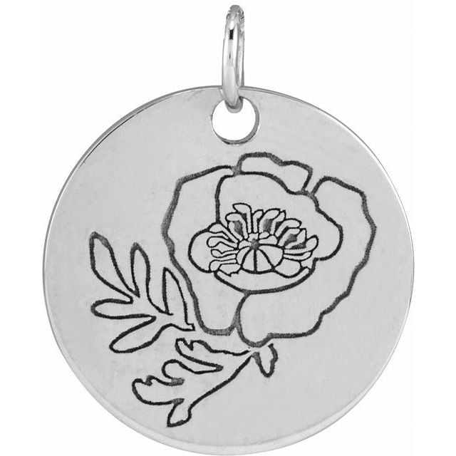 Birth Flower Pendant Necklace for All Twelve Months in 14K Gold & Platinum