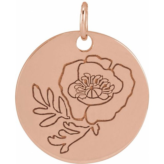 Birth Flower Pendant Necklace for All Twelve Months in 14K Gold & Platinum