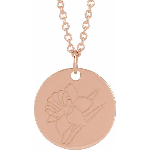June Rose Birth Flower Necklace in 14K Gold, Sterling Silver and Platinum