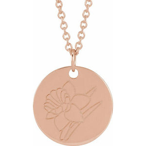 June Rose Birth Flower Necklace in 14K Gold, Sterling Silver and Platinum