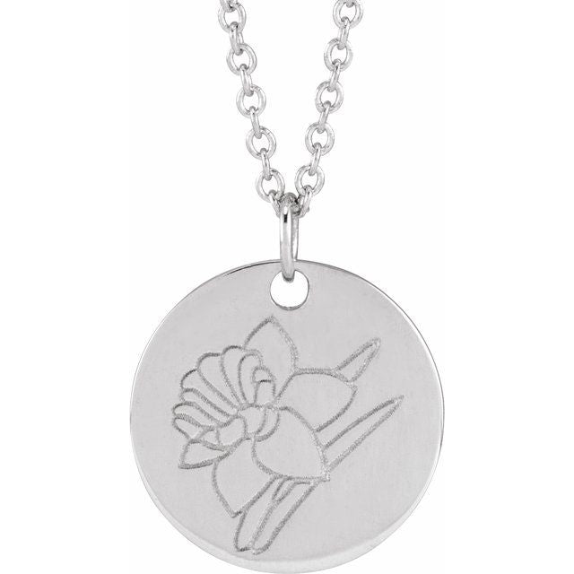 June Rose Birth Flower Necklace in 14K Gold, Sterling Silver and Platinum