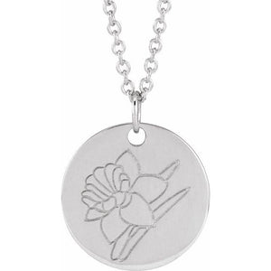 June Rose Birth Flower Necklace in 14K Gold, Sterling Silver and Platinum