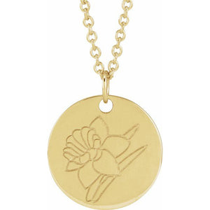 June Rose Birth Flower Necklace in 14K Gold, Sterling Silver and Platinum