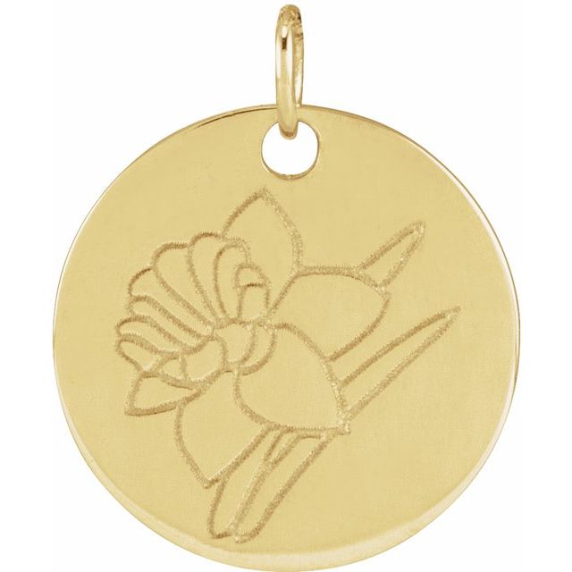 March Daffodil Birth Flower Pendant | 14K Gold, Silver & Platinum | Polished