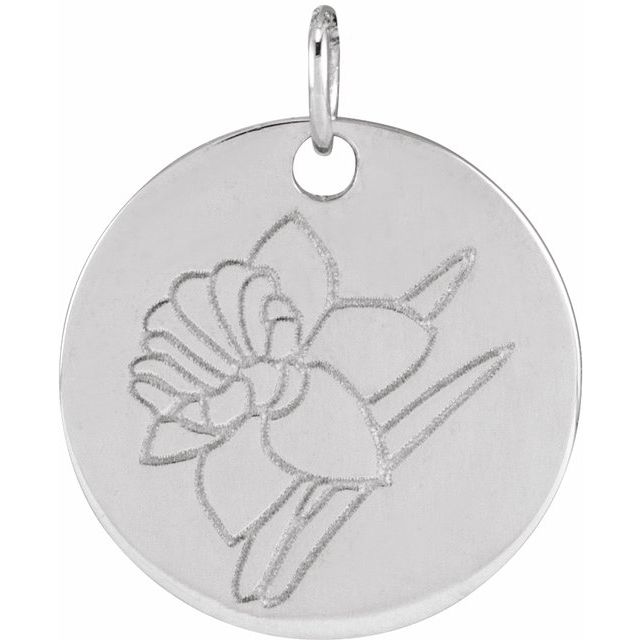 Platinum March Daffodil Birth Flower Pendant