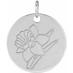 Platinum March Daffodil Birth Flower Pendant
