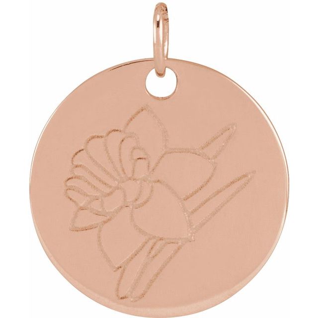 March Daffodil Birth Flower Pendant in 14K Gold & Platinum