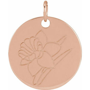 Platinum March Daffodil Birth Flower Pendant