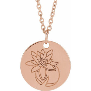 June Rose Birth Flower Necklace in 14K Gold, Silver & Platinum