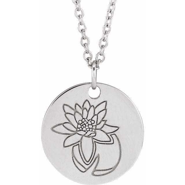 June Rose Birth Flower Necklace in 14K Gold, Sterling Silver and Platinum