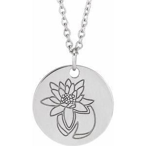 June Rose Birth Flower Necklace in 14K Gold, Sterling Silver and Platinum