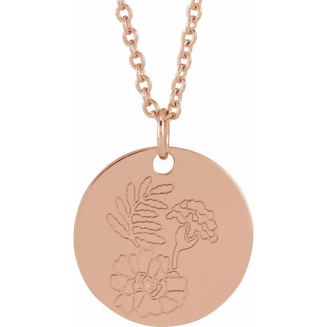 June Rose Birth Flower Necklace in 14K Gold, Sterling Silver and Platinum