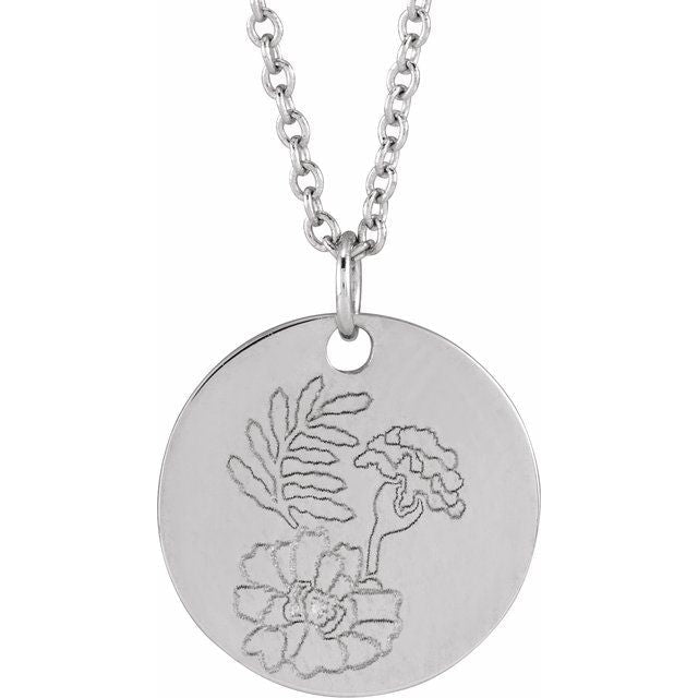 June Rose Birth Flower Necklace in 14K Gold, Sterling Silver and Platinum
