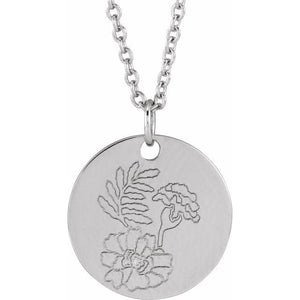 June Rose Birth Flower Necklace in 14K Gold, Sterling Silver and Platinum