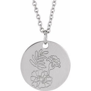 June Rose Birth Flower Necklace in 14K Gold, Silver & Platinum