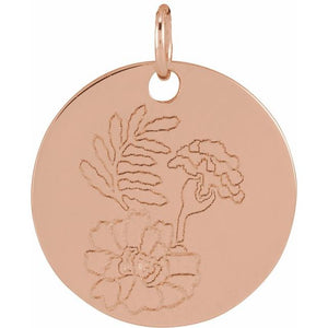 March Daffodil Birth Flower Pendant in 14K Gold & Platinum