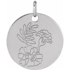March Daffodil Birth Flower Pendant | 14K Gold, Silver & Platinum | Polished