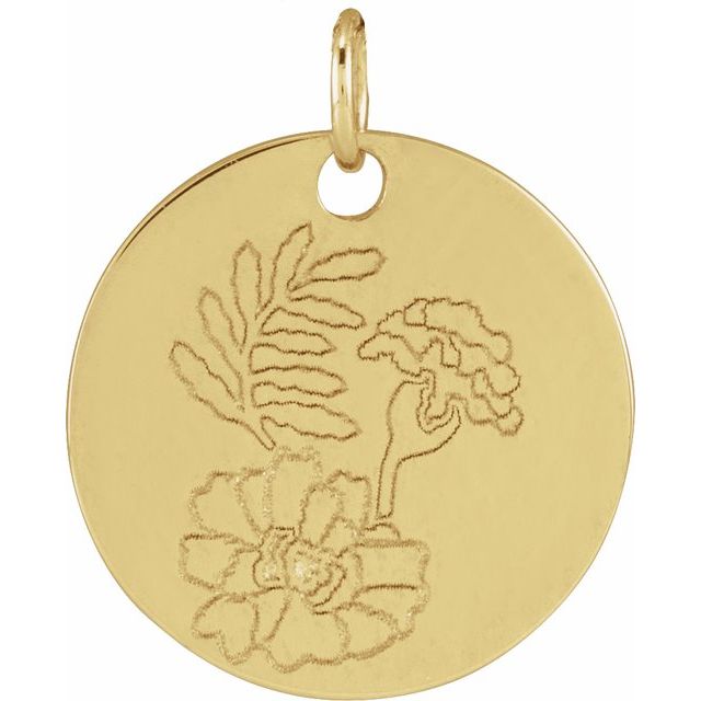 Birth Flower Pendant Necklace for All Twelve Months in 14K Gold & Platinum
