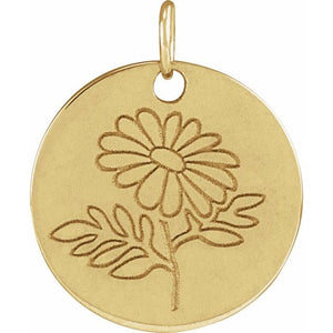 March Daffodil Birth Flower Pendant | 14K Gold, Silver & Platinum | Polished