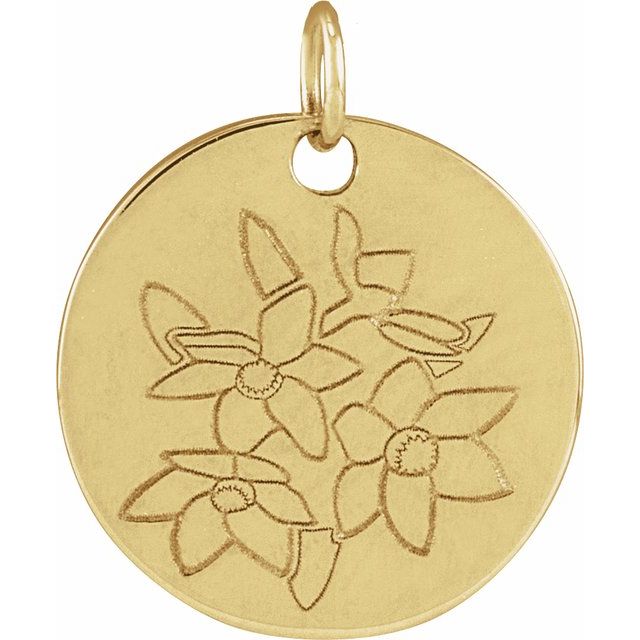 Birth Flower Pendant Necklace for All Twelve Months in 14K Gold & Platinum