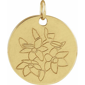 Birth Flower Pendant Necklace for All Twelve Months in 14K Gold & Platinum