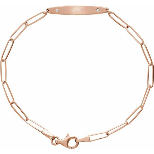 .015 CTW Natural Diamond Engravable Curved Bracelet Mounting in 14K Gold