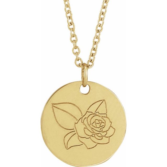June Rose Birth Flower Necklace in 14K Gold, Sterling Silver and Platinum