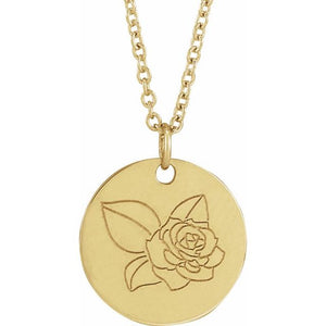 June Rose Birth Flower Necklace in 14K Gold, Sterling Silver and Platinum