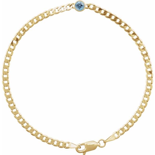 14K Yellow Gold, 7x5 mm Natural Diamond Link Bracelet - Elegant Design