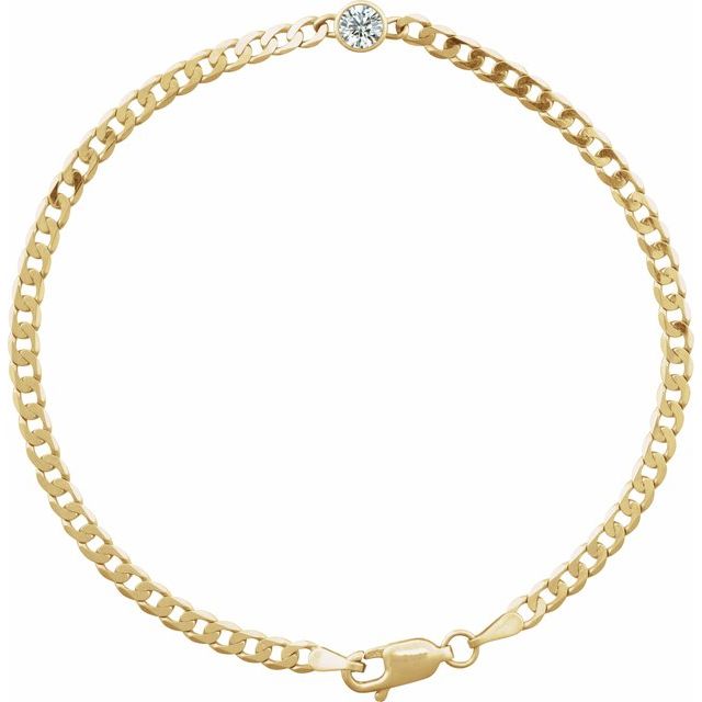 14K Gold Curb Chain Link Bracelet - Options Available