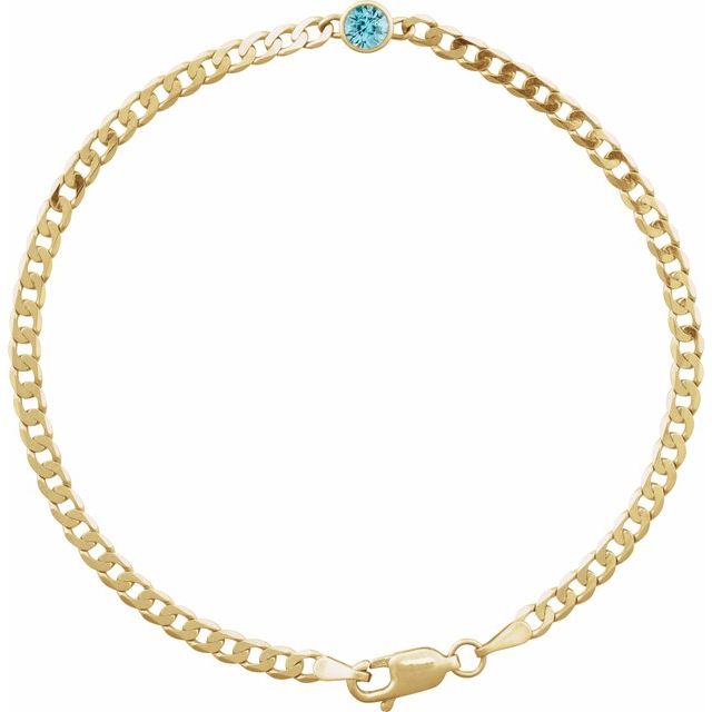 14K Yellow Gold, 7x5 mm Natural Diamond Link Bracelet - Elegant Design