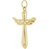 14K Yellow Gold Heart Cross Pendant with Angel Wings – Elegant Design