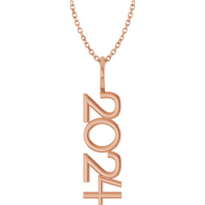 14K Gold, 27.57x7.97 mm Vertical Necklace - Elegant Commemoration