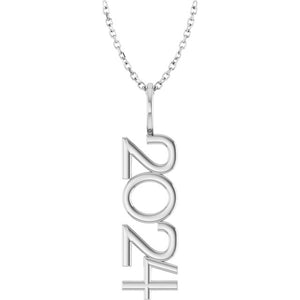 14K Gold, 27.57x7.97 mm Vertical Necklace - Elegant Commemoration