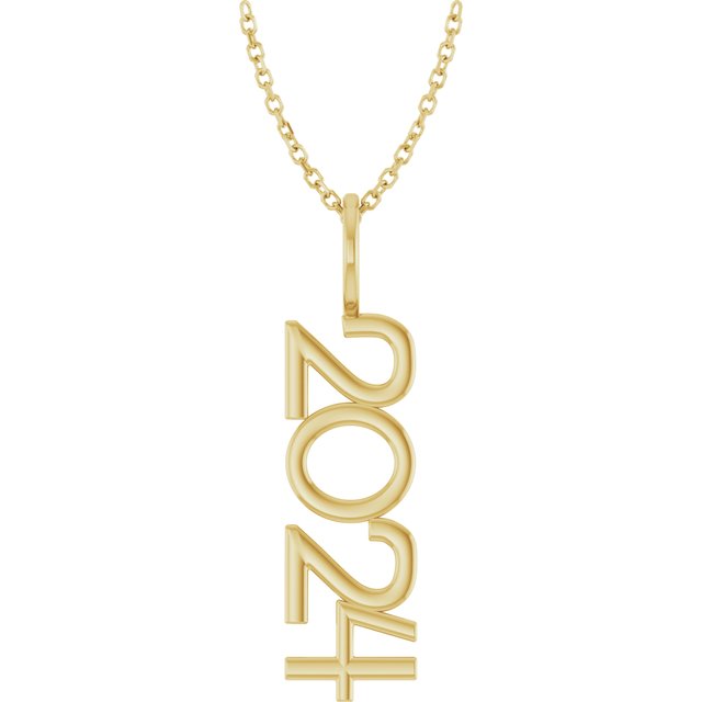 Platinum 2021 Year 27.57x7.97 mm Vertical Necklace - Elegant Commemoration