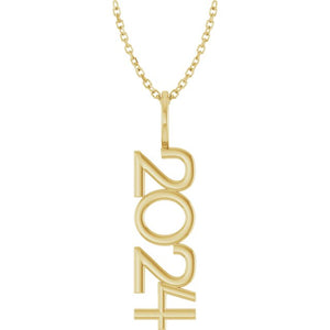 14K Gold, 27.57x7.97 mm Vertical Necklace - Elegant Commemoration