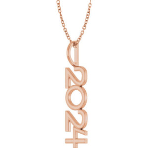 14K Gold, 27.57x7.97 mm Vertical Necklace - Elegant Commemoration