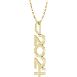 14K Gold, 27.57x7.97 mm Vertical Necklace - Elegant Commemoration