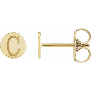 Engravable 14K White Gold Disc Earrings - Polished Design