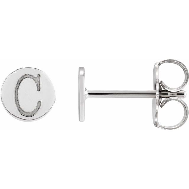 Engravable 14K White Gold Disc Earrings - Polished Design