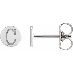Engravable 14K White Gold Disc Earrings - Polished Design