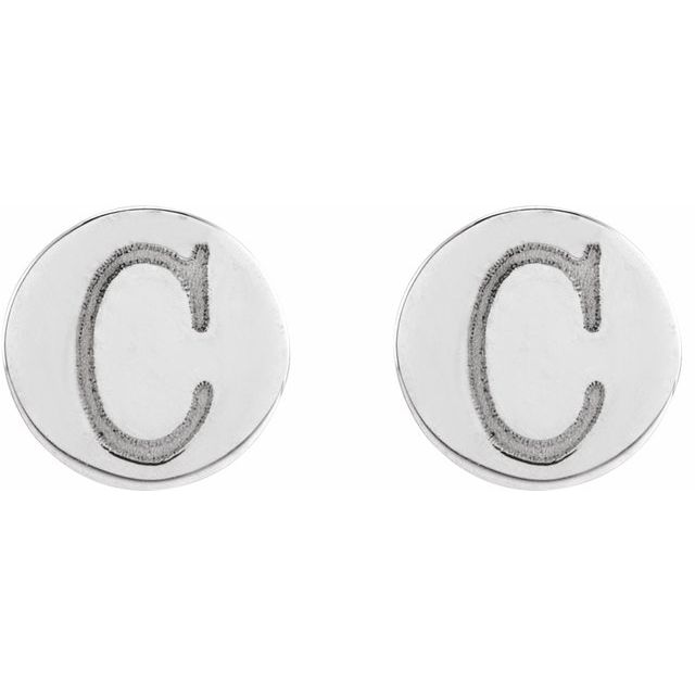 Engravable 14K White Gold Disc Earrings - Polished Design