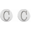 Engravable 14K White Gold Disc Earrings - Polished Design