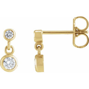 1/4 CTW Natural Diamond Two-Stone Bezel Set Earrings in 14K Gold, Sterling Silver & Platinum