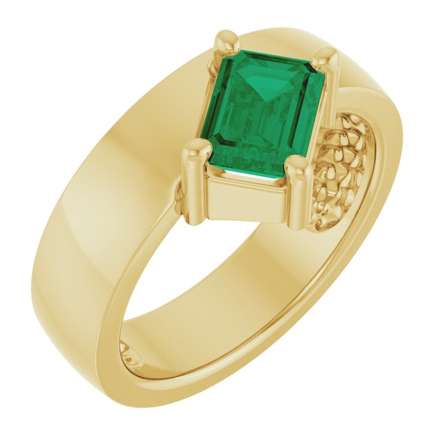 Lab-Grown Emerald & Sapphire Asymmetric Solitaire Rings in 14K Gold & Silver