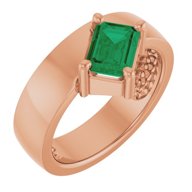 Lab-Grown Emerald & Sapphire Asymmetric Solitaire Rings in 14K Gold & Silver