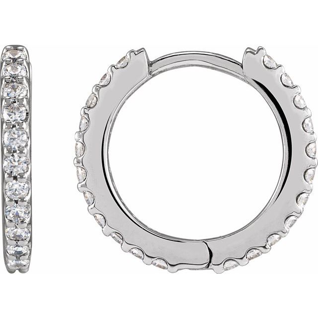 14K Gold Lab-Grown Diamond Hinged Hoop Earrings - Options Available